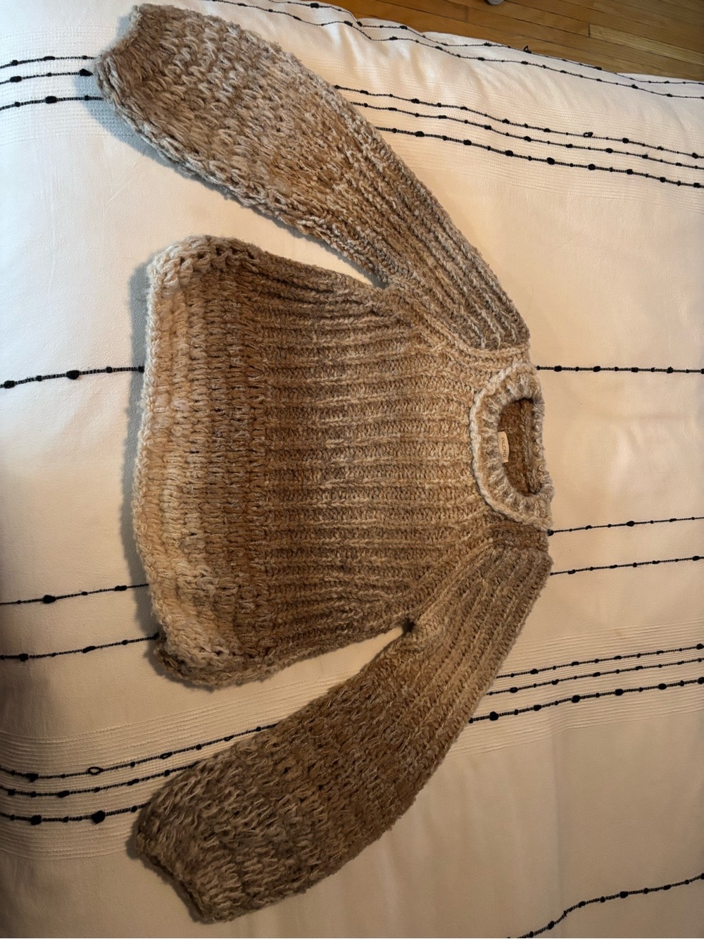 Pilcro Chunky Tan Marled Crewneck Sweater
